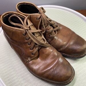 Rockport Brown Leather Lace Up Ankle Boots Mens 9.5 M.‎ Used